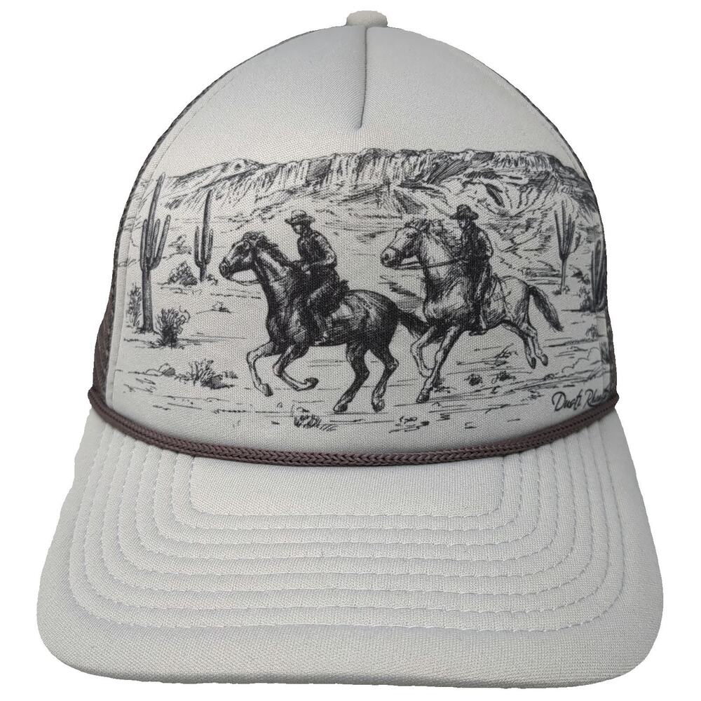 Dusti Rhoads Trucker Hat Gray OSFM Western Cowboy Horseback Mesh Foam Snapback